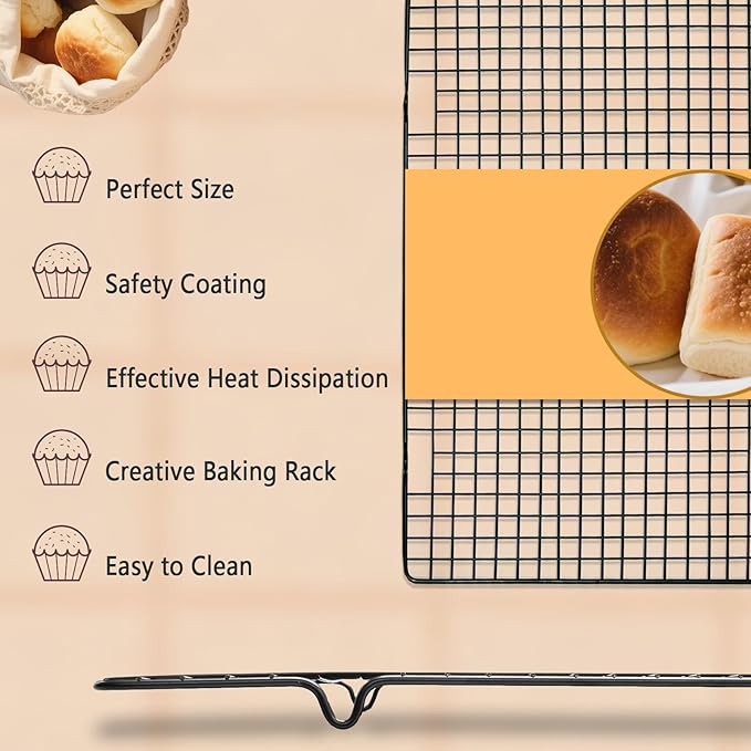 VNIMTI Baking Cooling Rack 2 Sets, Cookie Cooling Racks for Cooking, Baking, Roasting, Grilling, Drying, Oven Safe Wire Rack, 11" * 10" Small Squares Grids