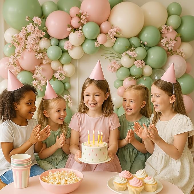 Sage Green Pink Balloon Arch kit,124Pcs Pastel Pink Green Sand White Peach Balloon Arch Graland Kit for Baby Shower Wedding Bridal Birthday Gender Reveal Party Decorations