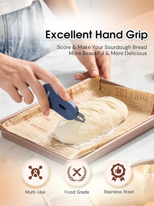 CLUEAPOP Extractable & Magnetic Bread Lame Dough Scoring Tool,Sourdough Scoring Tools,Bread Dough Cutter Slashing Razor Tool,5 Razor Blades,Bread Baking & Making Tools Supplies Accessories