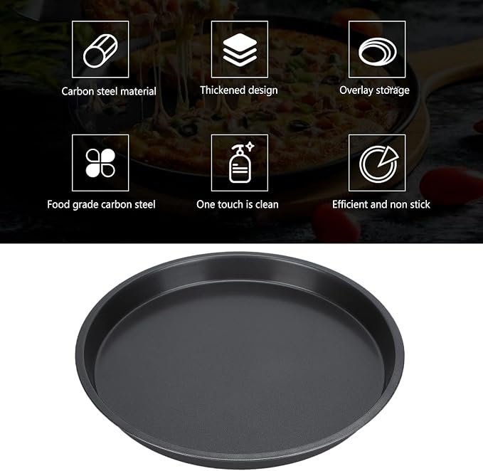 2 Pack 10 Inch Deep Dish Pizza Pan for Oven, Heavy Duty Nonstick Carbon Steel Round Baking Tray, Dishwasher Safe & Warp Resistant – for Homemade Pizza, Cookies, Pie, Cake, Roasting (10in)