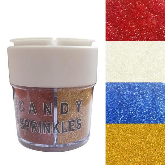 Red White Blue Gold Sanding Sugar Patriotic Sprinkles for Cake Decorating, Edible 4th of July Sprinkles for Baking Cupcake Cookie Ice Cream Decoration Supplies 168g/5.93oz