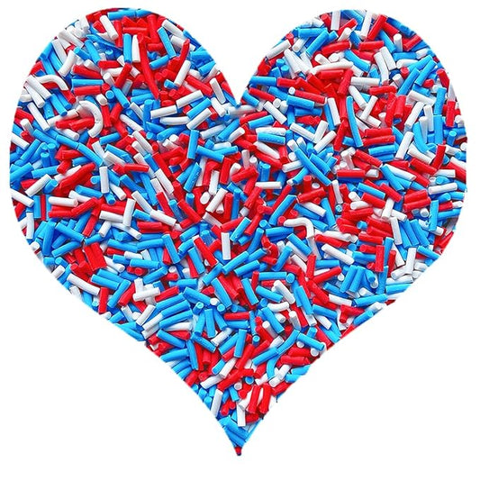 EHOPE 50g Fake Sprinkles Resin Sprinkles Fake Candy Sprinkles Clay Sprinkles Polymer Sprinkles Polymer Clay Slices for Nail Art DIY Crafts Cake Phone Case(USA Flag Colors Sugar granules-18A)