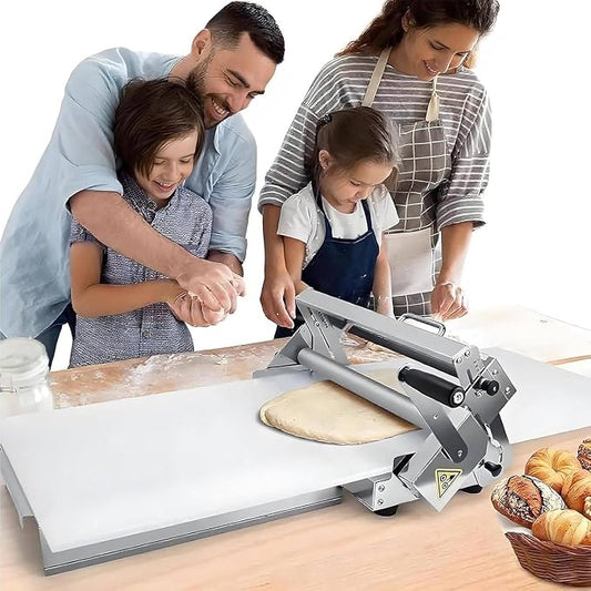 Folding Dough Sheeter Machine, Manual Dough Sheeter Machine, Stainless Steel Dough Laminator, 55 Adjustable Thickness for Home Bakery and Commercial Kitchen, Ideal for Pizza, Pasta, Croissants 30×60cm