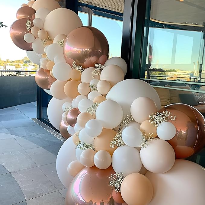 Voircoloria 110pcs Blush Balloons 12inch Nude Latex Party Balloons for Graduation, Wedding, Birthday, Bridal Shower, Baby Shower, Boho Theme Party, Anniversary Party Decorations