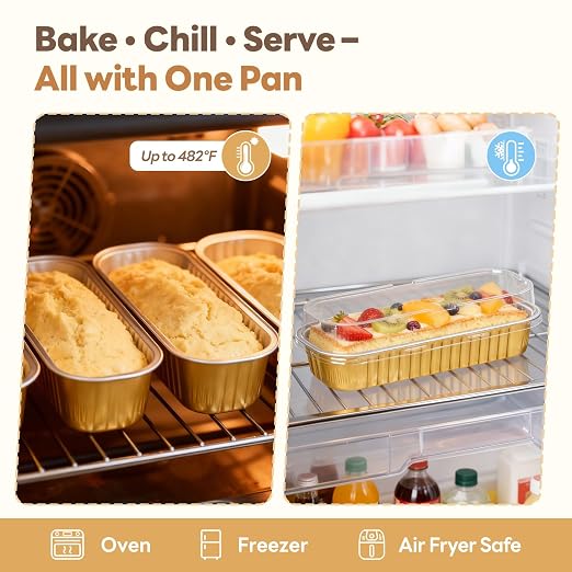 YQER 120 Pack Mix Color Mini Cake Pans with Lids and Spoons, 6.8 oz Disposable Aluminum Foil Mini Loaf Pans Cake Tins Bulk Set with Stickers for Baking, Bake Sales, Parties and Dessert Prep