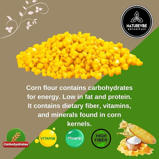 Naturevibe Botanicals Corn Flour 5 lb | Fine Ground Corn Flour | Gluten-Free, Non-GMO | Smooth Texture | Ideal for Baking, Breading, Thickening, Tortillas & Everyday Cooking