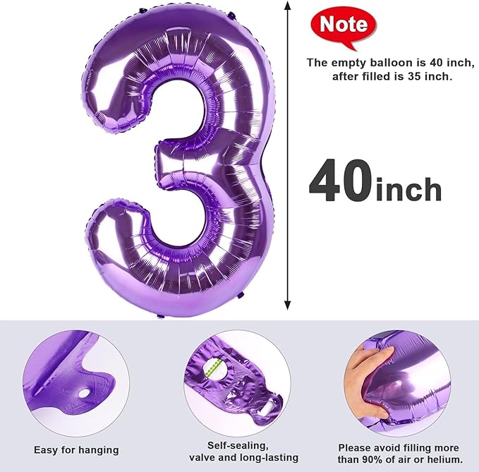 23 Balloon Number Purple, Big Foil 23th Birthday Balloons Decorations for Women, Number Balloon 40 Inch for 2 3 23 32 Wedding Memorial Day's Graduation Supplies
