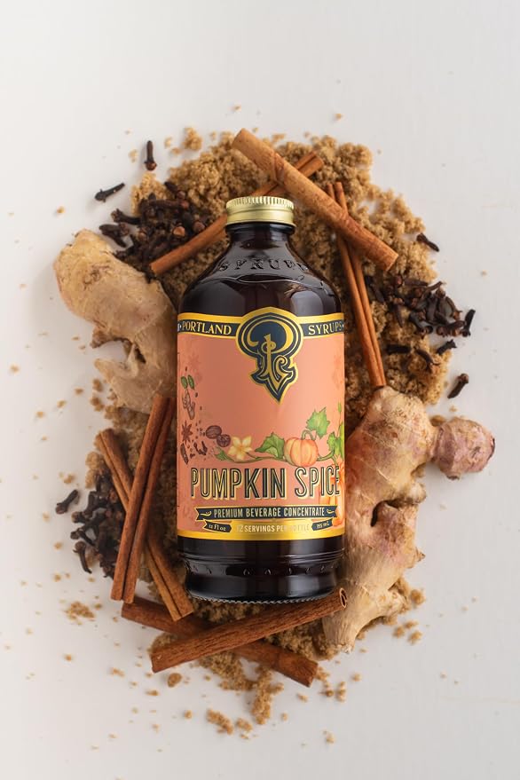 Portland Syrups Pumpkin Spice - Drink Mix for Exceptional Cocktails, Sugar Syrup for Drinks, Simple Syrup for Coffee, Mocktails, Baking, 12 oz, 24 Servings (Pack of 2)