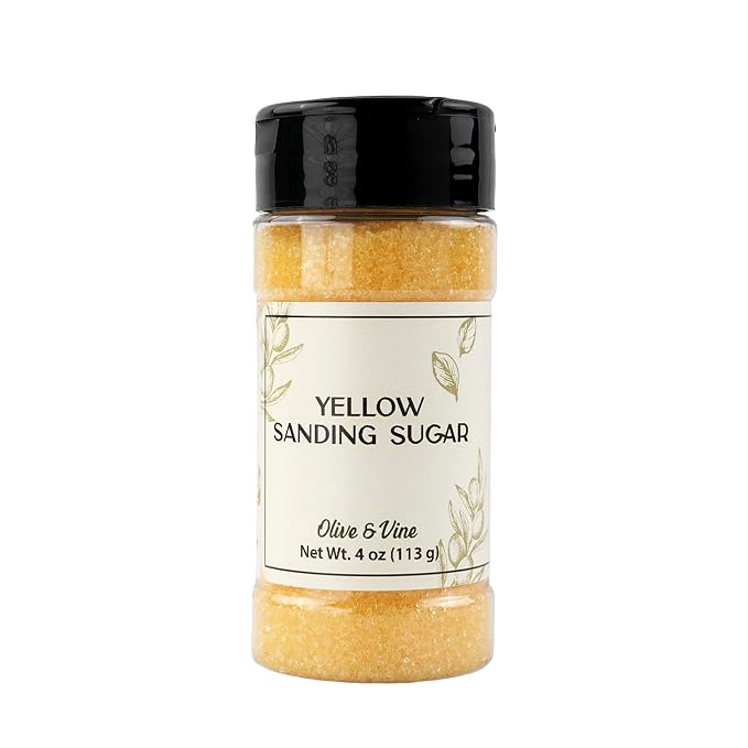 Olive & Vine Yellow Sanding Sugar, Sweet Finish, For Baking & Decorating, Rich Tradition, Authentic Taste, For Global Recipes (4 Ounce)