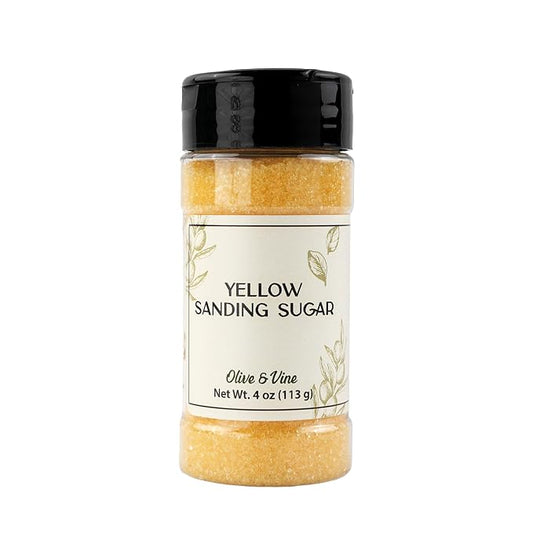 Olive & Vine Yellow Sanding Sugar, Sweet Finish, For Baking & Decorating, Rich Tradition, Authentic Taste, For Global Recipes (4 Ounce)