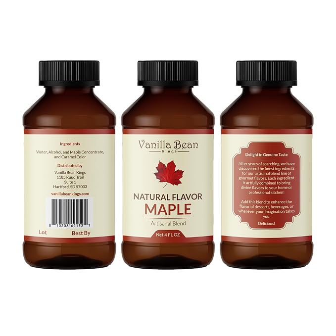 Pure Maple Extract for Baking and Flavoring - 4 OZ - Premium Quality Natural Flavors for Baked Goods, Desserts, & Cooking