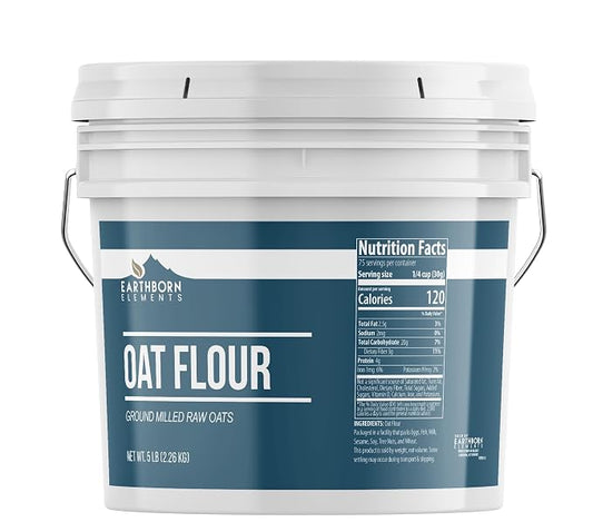 Earthborn Elements Oat Flour 1 Gallon Bucket, Baking, Versatile (5 Pound)