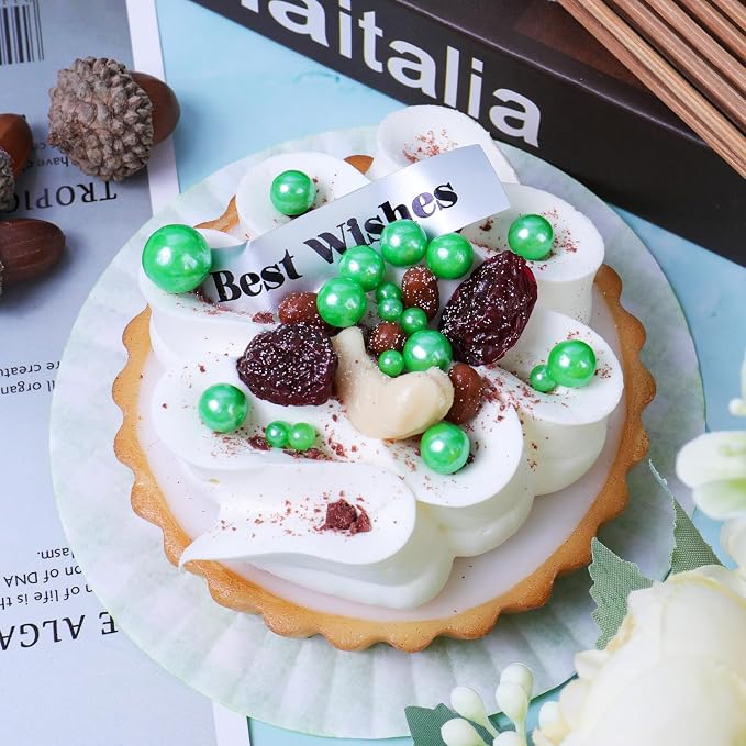 Green Pearl Sprinkles for Cake Decorating, 130g/4.6oz Edible Pearl Sprinkles, Baking Cupcakes, Donuts, Macarons Toppings