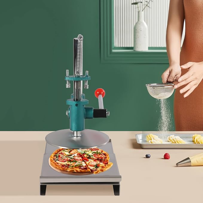 Manual Pizza Dough Press Machine 7.9 Inch Manual Pastry Press with Dual Plates 0.2 Inch Thick Disc 304 Stainless Steel Dough Press Sheeter for Pizza Crust, Meatloaf, Tortilla (7.9 Inch)