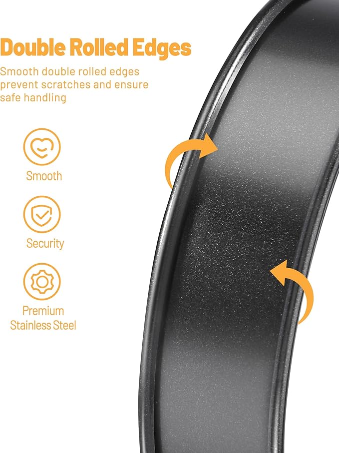 FANGSUN English Muffin Ring 4 Inches, Crumpet Rings Non-stick, Double Rolled Stainless Steel Ring Molds for Cooking Set of 6, Round Baking Egg Rings for Food, Breakfast, Metal Pastry Tart Rings