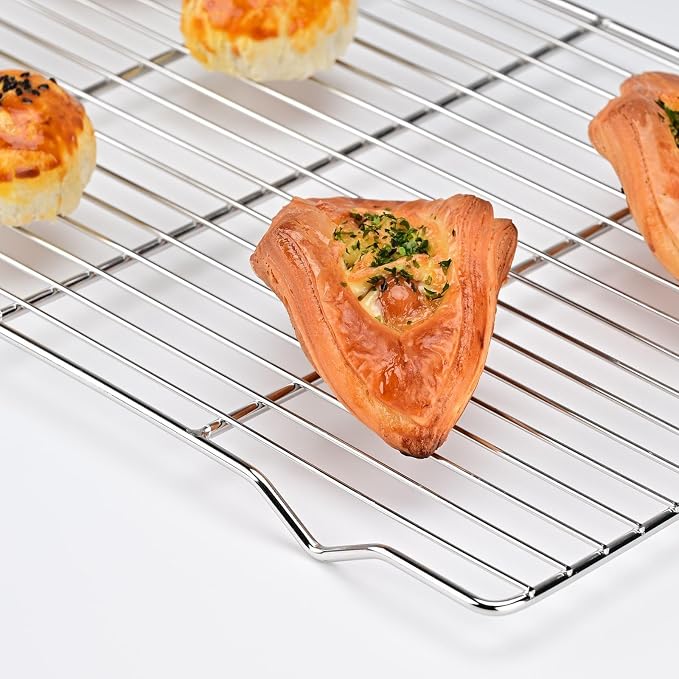 2-Pack Cooling Racks for Baking, 10x15 Inch Heavy Duty Stainless Steel Wire Cookie Rack Fits Half Sheet Pan, Oven Safe Cooling Rack Set, Dishwasher Safe & Non-Toxic
