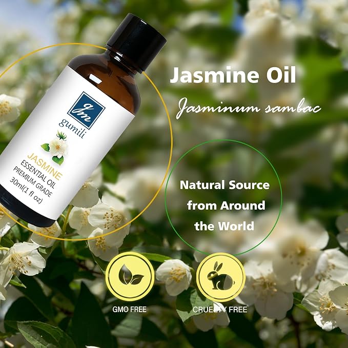 GM Gumili Rose Essential Oil and Jasemine Essential Oil, Floral Scent Oils Home Fragrance Oils for Diffuser Perfume Candle Soap Making - 2 Oz, Pack of 2
