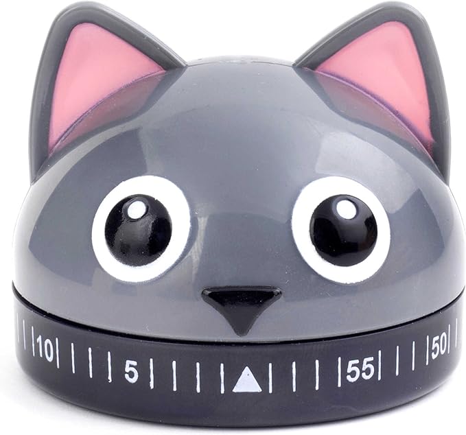 Kikkerland Cat Kitchen Timer in Grey