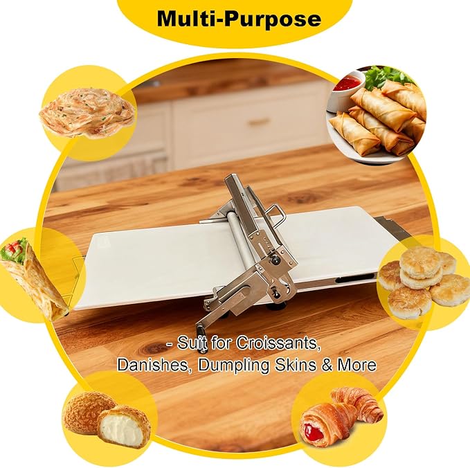 Folding Dough Sheeter for Home, Dough Sheeter Roller Machine Thickness Adjustable, Stainless Steel Dough Laminator for Croissant Pizza Puff Pastry (32.7 * 18.9 * 9.8in)