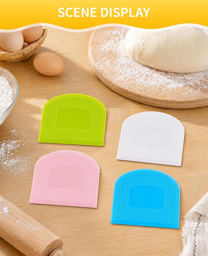 16 PCS Bowl Scrapers for Bread Dough, Plastic Flexible Bench Food Scraper Tool