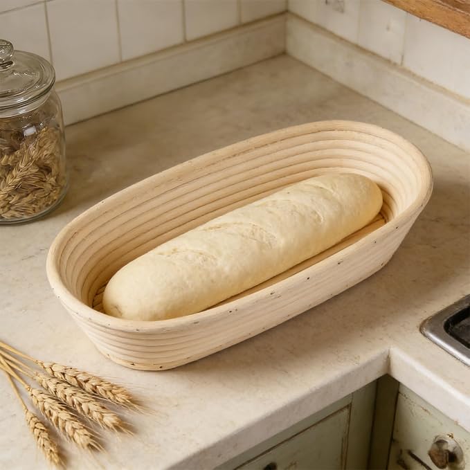 Banneton Sourdough Proofing Basket Kit, 13.78 Inch Oval Bread Baking Bowl with Liners, Bread Baking Supplies for Home or Professional Sourdough Bakers Baking Tool