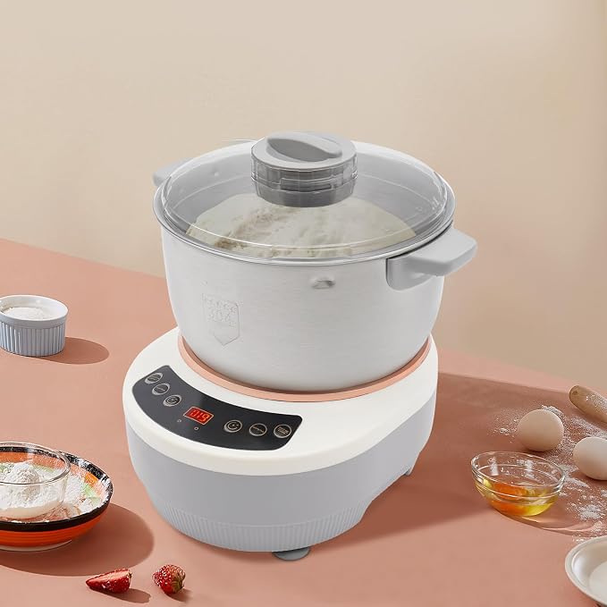 Electric Dough Maker with Ferment Function, Commercial & Home Dough Kneading Machine 5L/169oz Stainless Steel Mixer With Auto Timer & Touch Control for Bakeries, Restaurants, Home Kitchens (Silver)