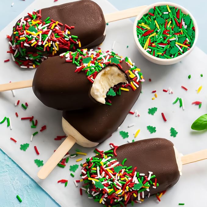 Christmas Sprinkles Edible 8 Oz Christmas Tree Sprinkle Holiday Cake Sprinkles Red Green White Jimmies Sprinkle Edible Winter Holiday Jimmies Mix for Cake Baking Cookie Ice Cream Decorations