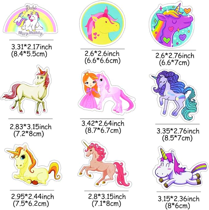 Unicorn Style 30 Pcs Reusable Waterproof Vinyl Stickers for Girls Kids Water Bottle Laptop Decor