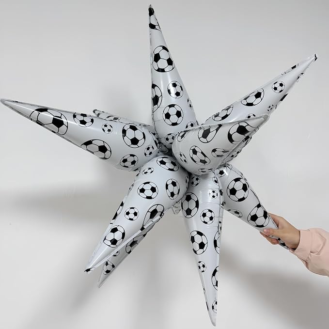 4D Soccer Ball Balloons 32 Inch/Black White Soccer Explosion Star Foil Balloons for Boys Men Father’s Day/World Socce Cup Party Supplies for Football Lover/Soccer Parade Float Birthday Sports Party