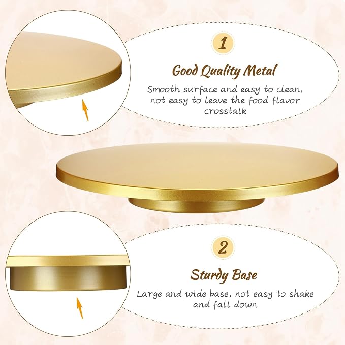 Wenqik 20 Inch Metal Cake Stand with Cake Knife and Spatula, Round Dessert Table Display Stand Metal Dessert Tray Serving Platter for Party, Wedding, Birthday, Baby Shower, Anniversary(Gold)