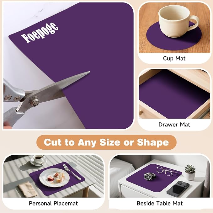 49.2" x 15.7" Large Silicone Mat for Kitchen Counter Protector, Cuttable Silicon Countertop Protector Mat Heat Resistant Mats for Countertop, Cut to Fit Placemat Ship Roll by Foepoge, Purple