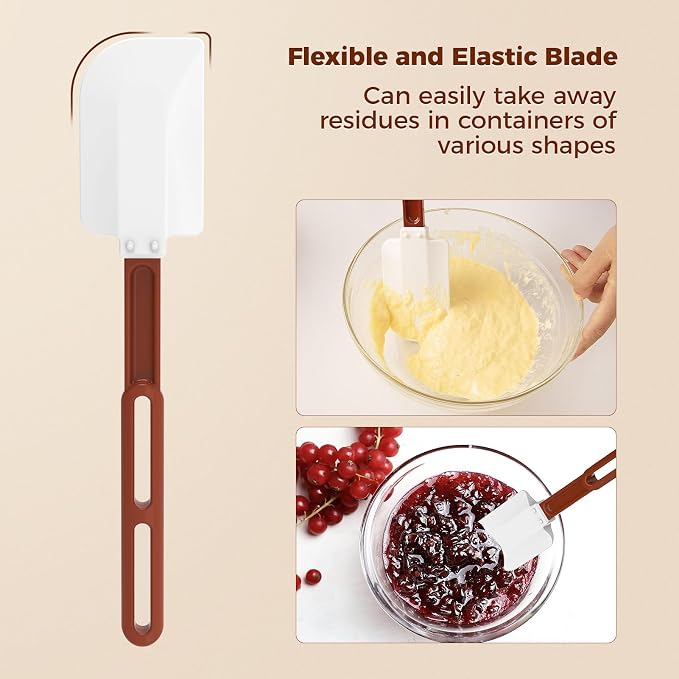High Heat Resistant Silicone Spatulas, 13-1/2" Commercial Spatula 500°F Heat-Resistant Heavy Duty Spatula Non-Stick Scraper, Ideal for Baking/Cooking/Mixing, Commercial Dishwasher Safe, Set of 2
