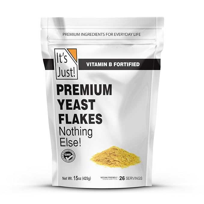 It's Just - Yeast Flakes, Nutritional Yeast, Premium Fortified, Nooch, Vegan Cheese Substitute (15oz Ounces)