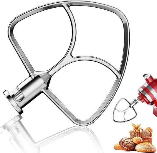 Stainless Steel Flat Beater for KitchenAid Tilt Head Stand Mixer, Polished Paddle Attachment, Fits 4.5-5 Quart Models, Dishwasher Safe