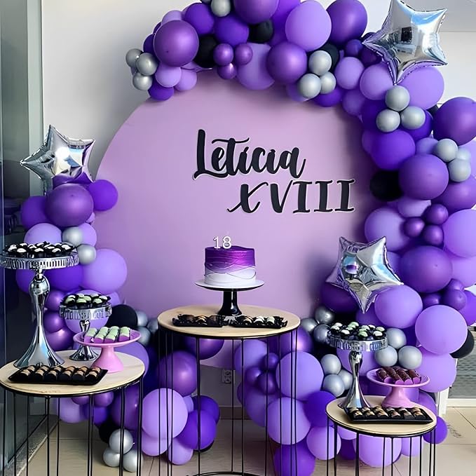 Voircoloria 105pcs Dark Purple Balloons 12inch Party Latex Balloons for Birthday Baby Shower Halloween Wedding Valentine's Day Party Bachelorette Decorations