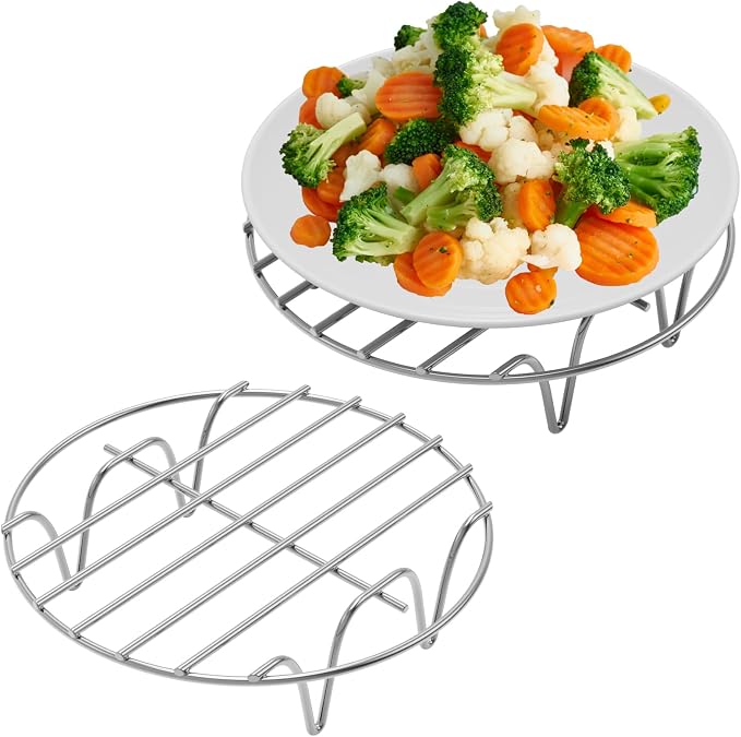 GSlife Instant Pot Steamer Rack - Stainless Steel Instant Pot Accessories, 2 Pack Steam Rack for 3, 6, 8 Qt Pressure Cooker, Cooking Cooling Steaming Baking Rack 7''