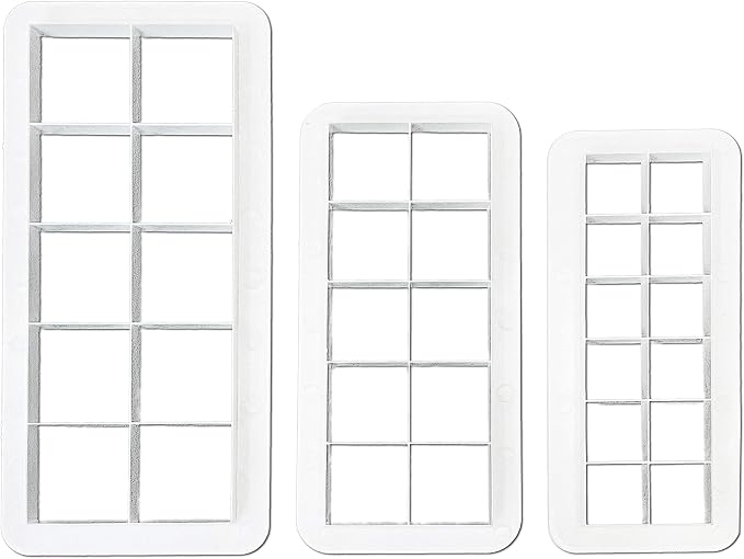 Clever Monster Square Cookie Cutter Set, Geometric Multicutter Square Cake Fondant Cutter, 3 Size Square Biscuit Cutters Cake Decorating (White).