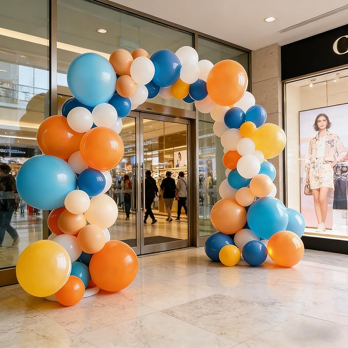 Blue White Yellow Orange Balloons Garland Arch Kit, Light Blue Balloon Arch Kit for Birthday Baby Shower Easter Wedding Graduation Father's Day Gender Reveal Bachelorette Party Decorations