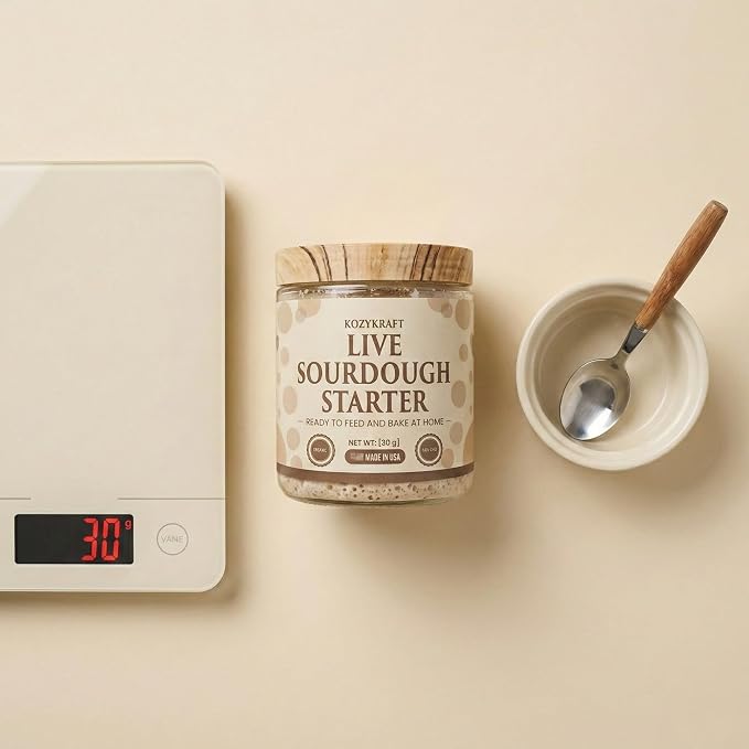 KozyKraft Live Wet Sourdough Starter Jar (30g) | Active Culture for Home Baking | Unflavored | Ships Ready to Feed