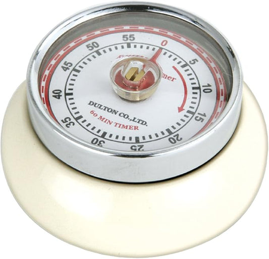 Zassenhaus Magnetic Retro Kitchen Timer, Classic Mechanical Cooking Timer (Cream)