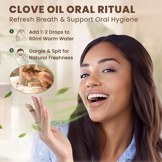 HIQILI 100ML Clove Oil for Teeth and Gums, Tooth Aches, Spray, Aromatherapy - 3.38 Fl Oz