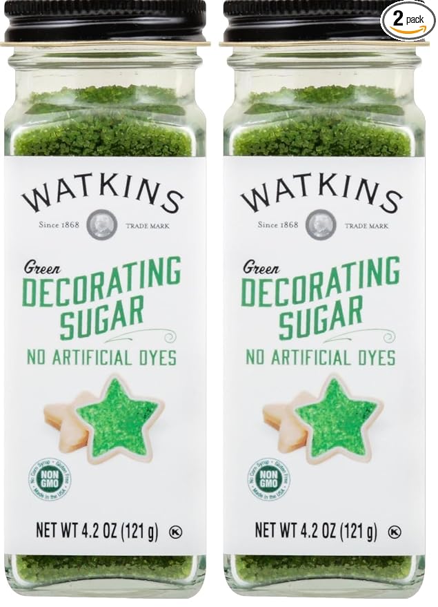 Watkins Green Decorating Sugar, Non-GMO, Kosher, 4.2 Ounce, 2-Pack