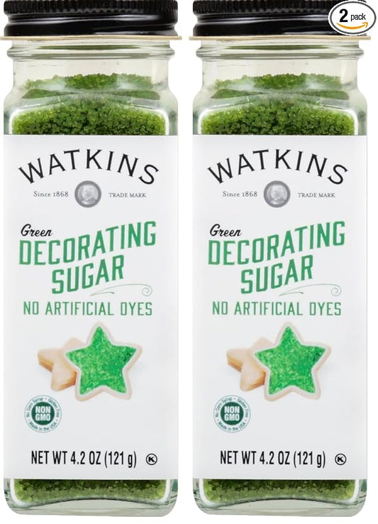 Watkins Green Decorating Sugar, Non-GMO, Kosher, 4.2 Ounce, 2-Pack