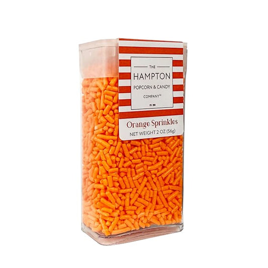 Bright Orange Sprinkles Jimmies 2 oz, Sprinkles For Cake Decorating, Baking, Ice Cream & More, The Hampton Candy Company