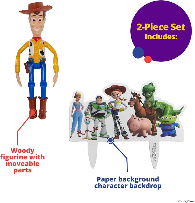DecoSet® Disney and Pixar Toy Story 4 Team Toy Cake Topper, 2-Piece Decoration Set for Creating Playful Cakes