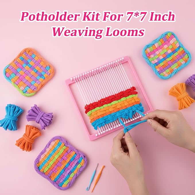 Kifmurase 1000 Pcs Refill Loops for 7 Inch Weaving Loom, 10 Colors Loom Loops for Potholder Making, Elastic Weaving Loop Craft Flexible Loom DIY Kit Craft Bands for Adults DIY Projects Gifts (Macaron)