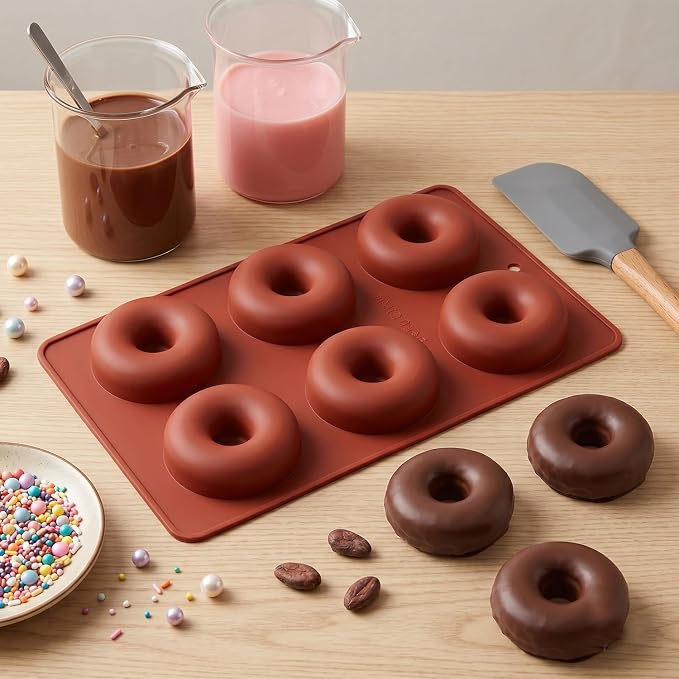 6 Cavity Donut Silicone Chocolate Molds Doughnut Pan Baking Mold For Chocolate Candy