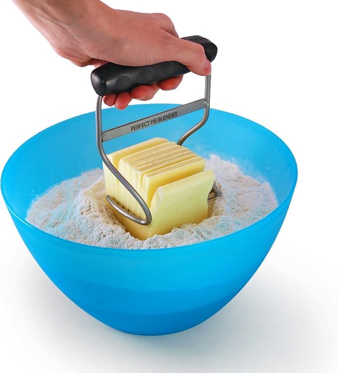 Perfect Pie Dough Blender & Pastry Cutter Tool – Heavy Duty Stainless Steel Blades for Easy Mixing – Ergonomic Soft Grip Handle – Ideal for Baking Pizza, Pie, Cookies - Black