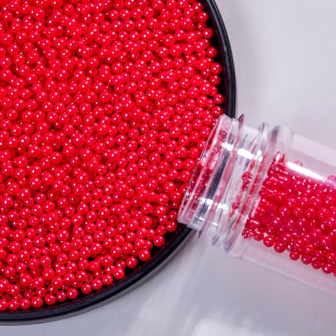 Red Sprinkles Edible Pearls Sprinkles,Cake sprinkles130g 4.6OZ,Cookie sprinkles,Sugar Pearl, Edible Candy Pearls for Cake Cupcake Decorationg (4mm-Red)