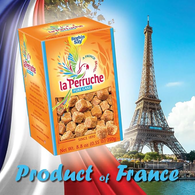La Perruche Pure Cane Brown Sugar Cubes (250g/8.8oz box) | Ideal Sugar Cubes for Coffee | Pack of 2